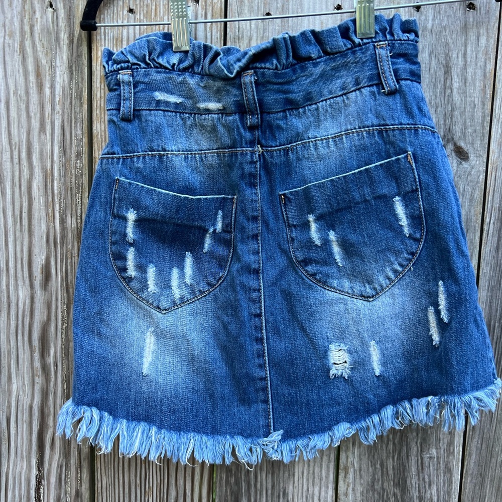 HAYDEN Distressed Paperbag Denim Skirt Women’s Small - Picture 12 of 14